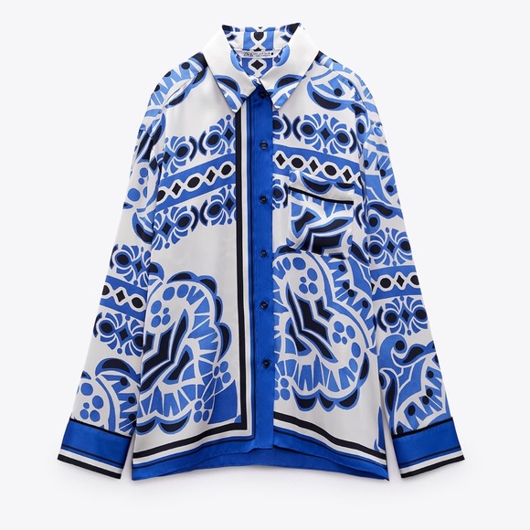 Zara satin effect printed shirt - Picture 3 of 8